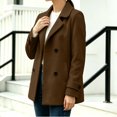 thumbnail image 5 of IUYRTFE Women's Double-Breasted Lapel Collar Jacket Long Sleeve Casual Mid-Length Coat, 5 of 6