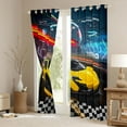 thumbnail image 3 of Castle Fairy Children Teens Racing Car Black Out Curtains,Geometric Plaid Grid Curtains Pack of 2 (42x63 Each),Extreme Sport Bedroom Curtains,Lightweight Room Decor, 3 of 6