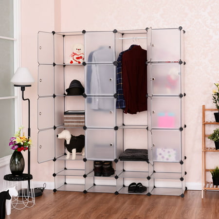 costway diy 16+8 cube portable clothes wardrobe cabinet closet