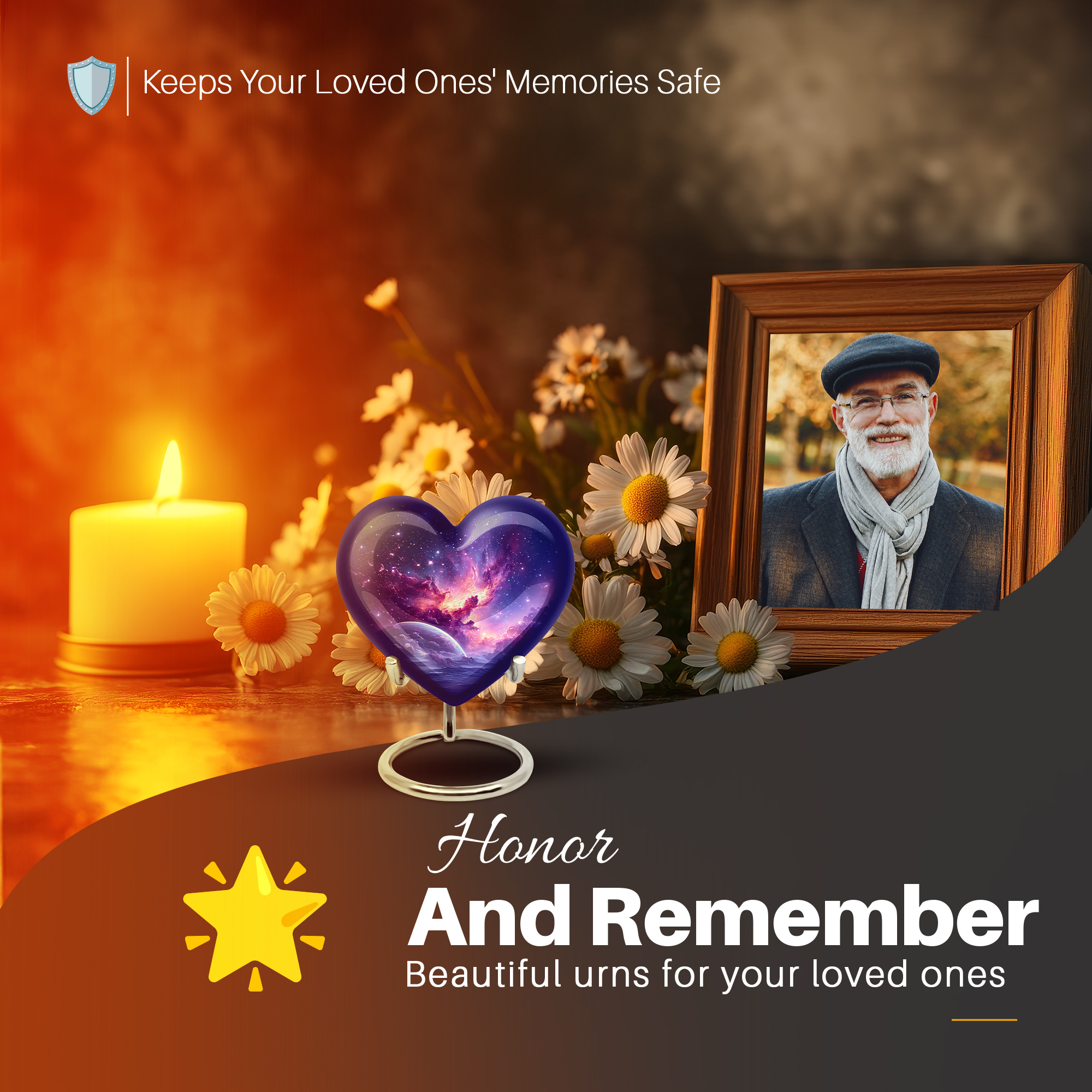 Yatskia Purple Star Galaxy Large Cremation Urns for Human Ashes Adult Mom and Dad, Burial Urn for Adult Ashes, (Heart Large, 8 Inch)