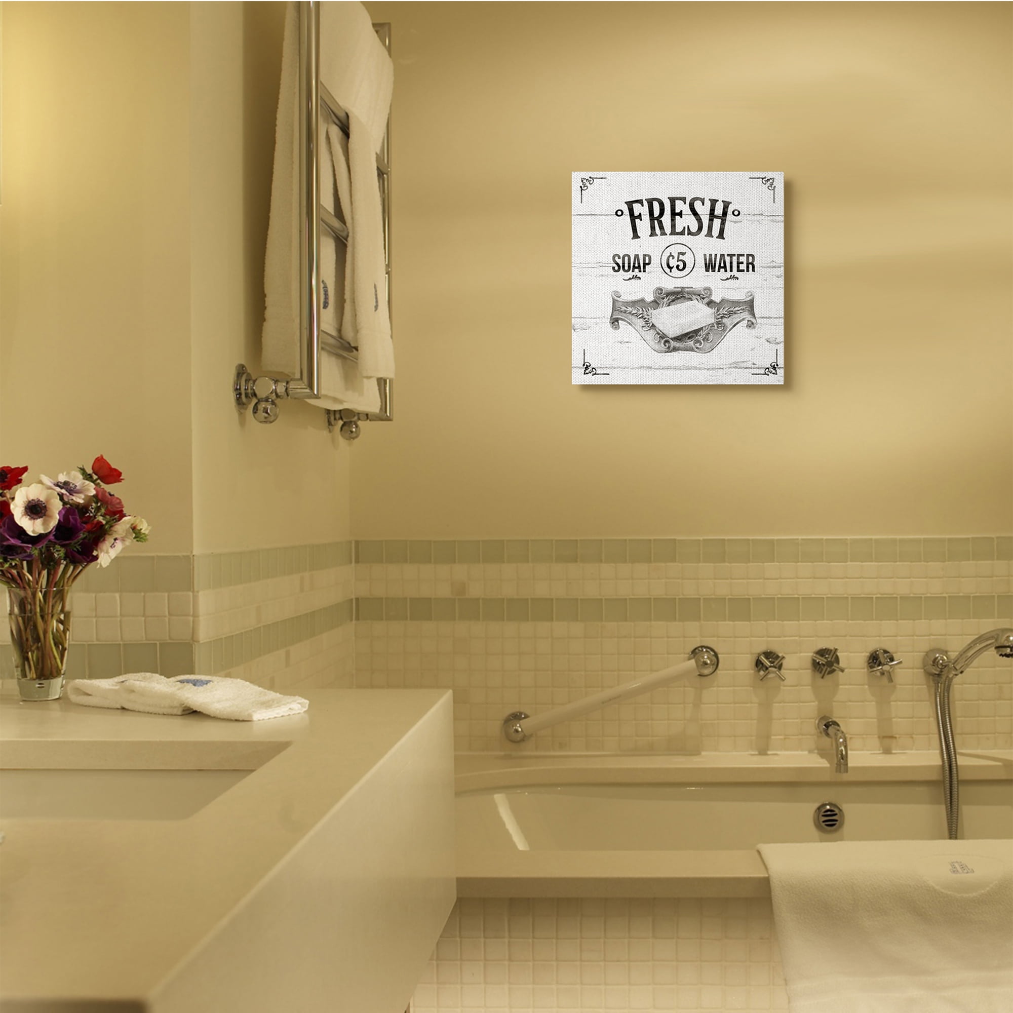Stupell Home Décor Fresh Soap Bathroom Rustic Gray Word Design Canvas Wall Art by the Saturday Evening Post