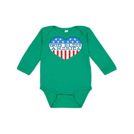 

Inktastic God Bless America Heart Gift Baby Boy or Baby Girl Long Sleeve Bodysuit