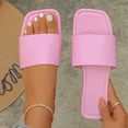 thumbnail image 2 of Gpaecead Women Square Toe Flat Beach Slippers Solid Color Outdoor Cushioned Non Slip Spring Summer Casual Shoes,Pink, 2 of 8