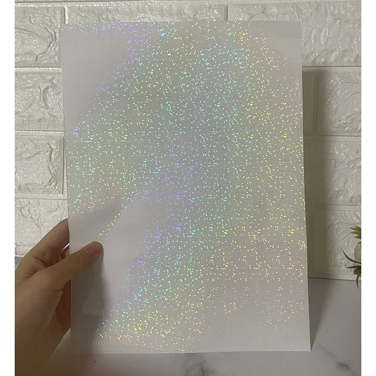 Cosrk Holographic Sticker Paper, 24 Sheets Transparent Holographic Laminate  Vinyl Sheets Self Adhesive, Clear Overlay Lamination