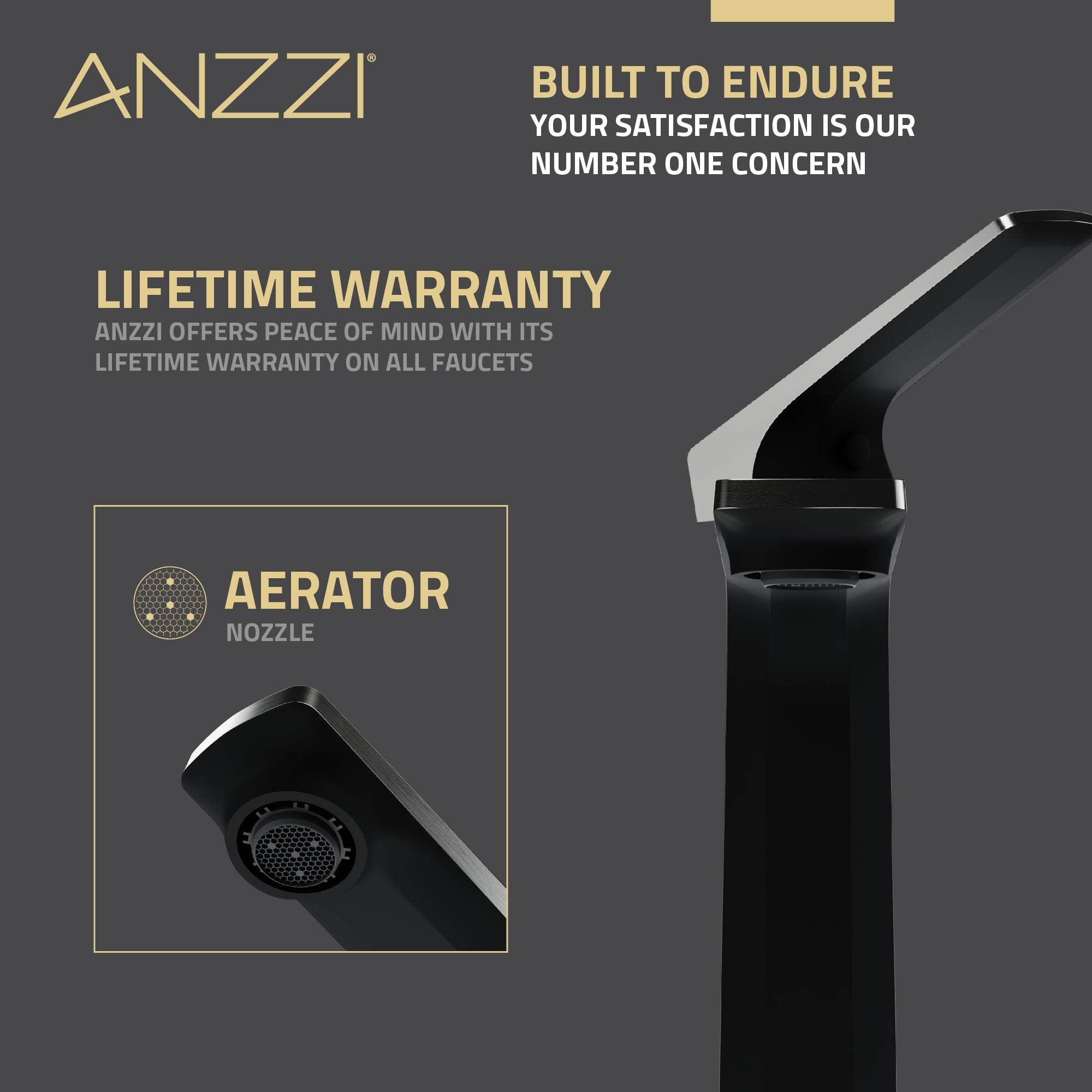 ANZZI Single Handle Single Hole Bathroom Vessel Sink Faucet With Pop-up Drain in Matte Black & Brushed Nickel