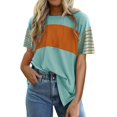 thumbnail image 1 of Summer Women's Trendy Oversized Crewneck Color - Block Striped Shirts, 1 of 8