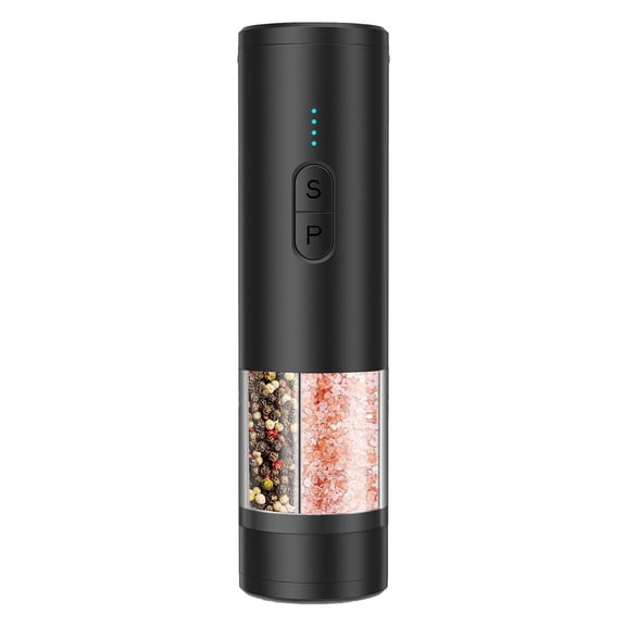 USB Rechargeable Electric Salt and Pepper Grinder 2 in 1 with LED Light Adjustable Coarseness for Kitchen