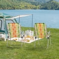 thumbnail image 3 of VibrantEcho Extra Wide Foldable Beach Chair Set of 2, Modern Minimalist Sturdy Steel Frame Supports 265 lbs/120 kg, Lightweight Portable Chair 8.4 lbs only,  (Green and Yellow), 3 of 7