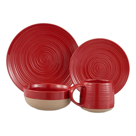 

dusenmiao Artisanal Clay Stoneware 16-Piece Dining Set Red