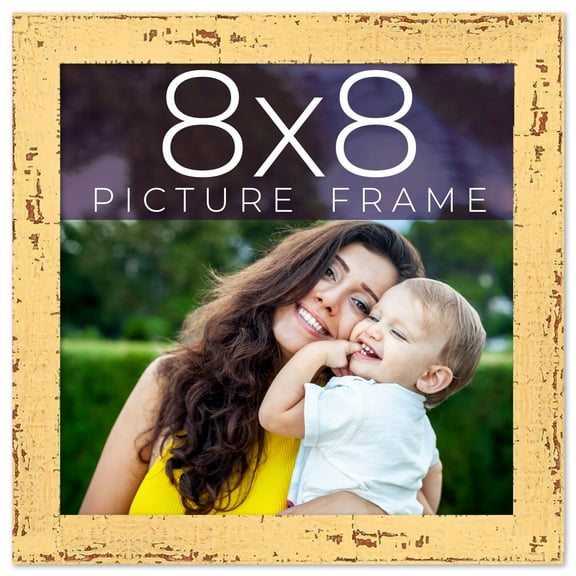 8x8 Frame Yellow Real Wood Picture Frame Width 1.25 inches | Interior Frame Depth 0.5 inches |