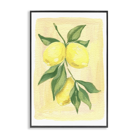 Stupell Industries Hanging Lemons Country Charm Food & Beverage Painting Black Framed Art Print Wall Art, 12 x 18
