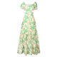 thumbnail image 5 of Moda casual estampado manga corta fuera del hombro vestido delgado vestidos de mujer Pompotops  ghjkhdj18253, 5 of 8