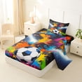 thumbnail image 2 of Erosebridal Soccer Graffiti Splash Twin Sheet Sets 3pcs for Kids Teens,Boys Girls Sport Gamer Bedding,Breathable Home Decor, 2 of 5