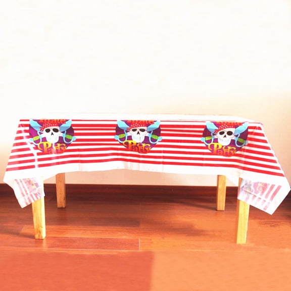 MLINS Disposable Pirate Tablecloth for Party Use Red PE Plastic Table Cover Great for Kids Birthday Events 54x108 Inches