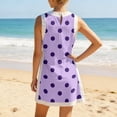 thumbnail image 6 of UDAUDU Womens 2 Piece Sets Polka Dot Vacation Sleeveless Crew Neck Pullover Top Lounge Set Casual Shorts Matching Set with Pocket Purple M, 6 of 6