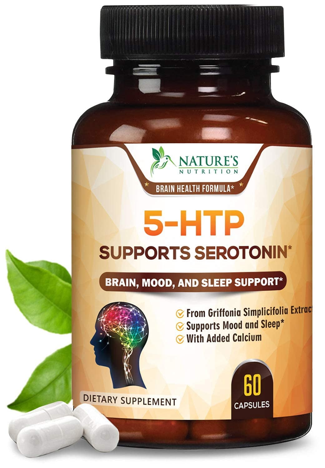 Nature's Nutrition 5-HTP Capsules, 200mg, 60 Ct