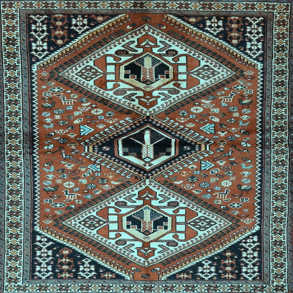 Ahgly Company Indoor Square Persian Light Blue Traditional Area Rugs, 7' Square