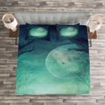 thumbnail image 3 of Ambesonne Gothic Quilted Bedspread Set 3 Pcs, Spooky Valley in Woods, King Size, Navy Green, 3 of 3