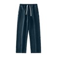 thumbnail image 2 of Men's Regular Fit Straight Leg Baggy Jeans Drawstring Elastic Waist Loose Fit Y2K Denim Pants with Pockets Blue L, 2 of 8
