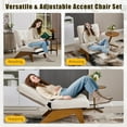 thumbnail image 5 of MOONMISS Modern Adjustable Lounge Chair with Footrest,Wooden Base Upholstered Recliner for Reading Rest Striped Velvet, 5 of 6