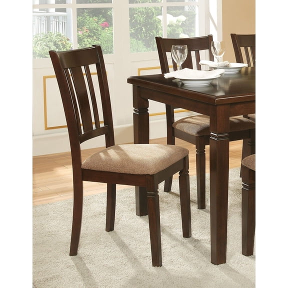Espresso Finish Wood Side Chairs Set of 4pc Upholstered Cushion Seat Dining Furniture