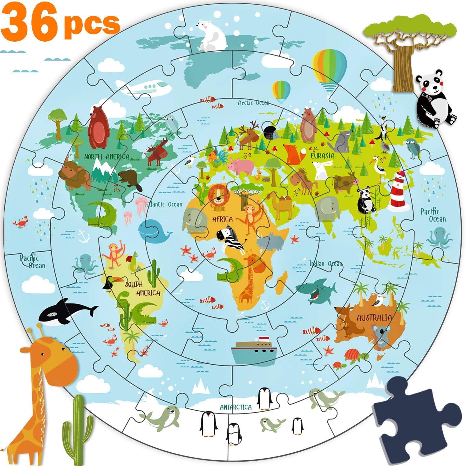 World Map Floor Puzzles 100 Pieces World Map Puzzles for Both Table and Floor with Easy to Handle Thick Pieces Making it a Great Gift for Any Occasion