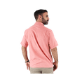 thumbnail image 3 of Camisa tipo Guayabera de manga corta para hombre marca Rams Cottons modelo Nales color Coral con doble bolsa alforzada y textura de lino, 3 of 4