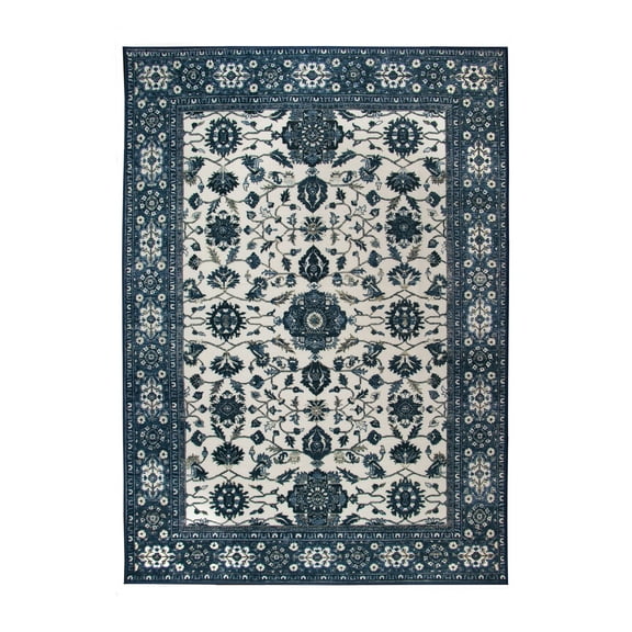 My Magic Carpet 5'x7' Machine Washable Non-Slip Dining Living Room Area Rug - Ramage Blue