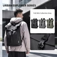 thumbnail image 2 of Backpack Roll Top Dark Green for Men Daily Travel Work College, 2 of 6