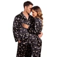thumbnail image 4 of Ekouaer Couples Matching Pajamas Silk Long Sleeve Sleepwear Satin Soft Button Down Loungewear Pjs Set, 4 of 6