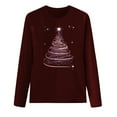 thumbnail image 5 of Shining Christmas Tree Graphic Sweatshirt for Women Long Sleeve Merry Christmas Pullover Top Trendy Holiday Tee with Festive Print Cozy Casual Fall and Winter Xmas Shirt, 5 of 5