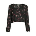 thumbnail image 5 of Self Esteem Juniors Square Neck Lace Trim Top with Long Sleeves, Sizes S-XL, 5 of 5