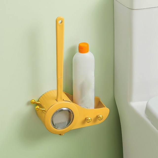 Cepillo de inodoro de silicona, sistema de limpieza de inodoros, cepillo de inodoro de pared, mango largo antideslizante, cerdas de silicona suaves, limpia fácilmente las esquinas del inodoro, cepillo