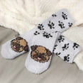 thumbnail image 2 of Women's Cute Fuzzy Cozy Super Warm Soft Animal Indoor Outdoor Cabin Crew Socks, 02 Pug, 3 Pairs, 2 of 5