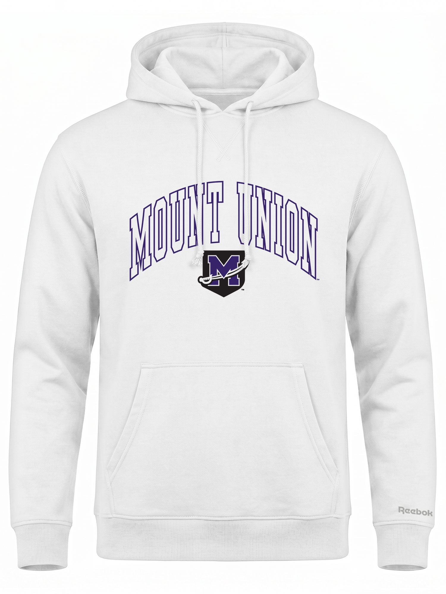 Mount Union Purple Raiders Reebok Mens White Hooded Sweatshirt