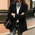 thumbnail image 4 of Ounisa Women's Lapel Peacoat Solid Color Blend Coat Double Pockets Long Sleeve Business Winter Outerwear, 4 of 6