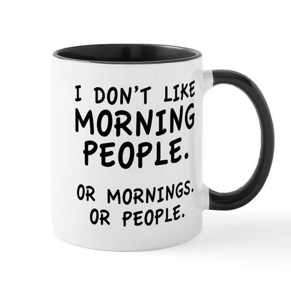 Brythos Coffee Mugs,Fun Declaration for Non-Morning People Coffee Cups Ceramic,Easy to Clean Ceramic Coffee Mug,White,11Oz