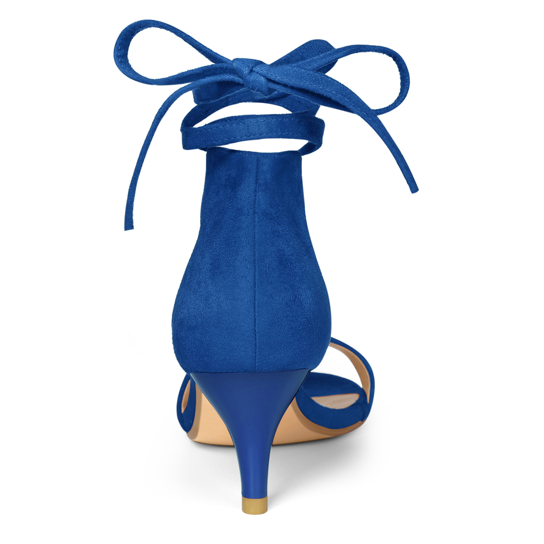 DARING DIVA Women's Casual Stylish Lace Up Black Sandals with Kitten Heel Royal Blue 7.5