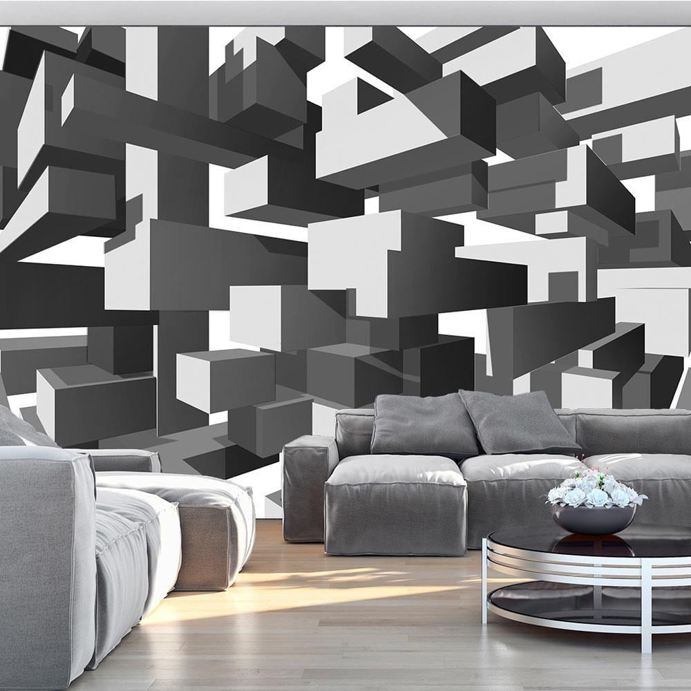 Tiptophomedecor 3D Illusion Wallpaper Wall Mural - Grey Notes - Walmart.Com