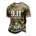 thumbnail image 2 of Xneal 911 25th Anniversary T-Shirt Short Sleeve Never Forget 911 Print Casual Green Shirts for Men Size S, 2 of 5