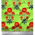 thumbnail image 1 of Soimoi Green Cotton Duck Fabric Leaves & Poppy Floral Print Fabric by the Yard 42 Inch Wide, 1 of 3
