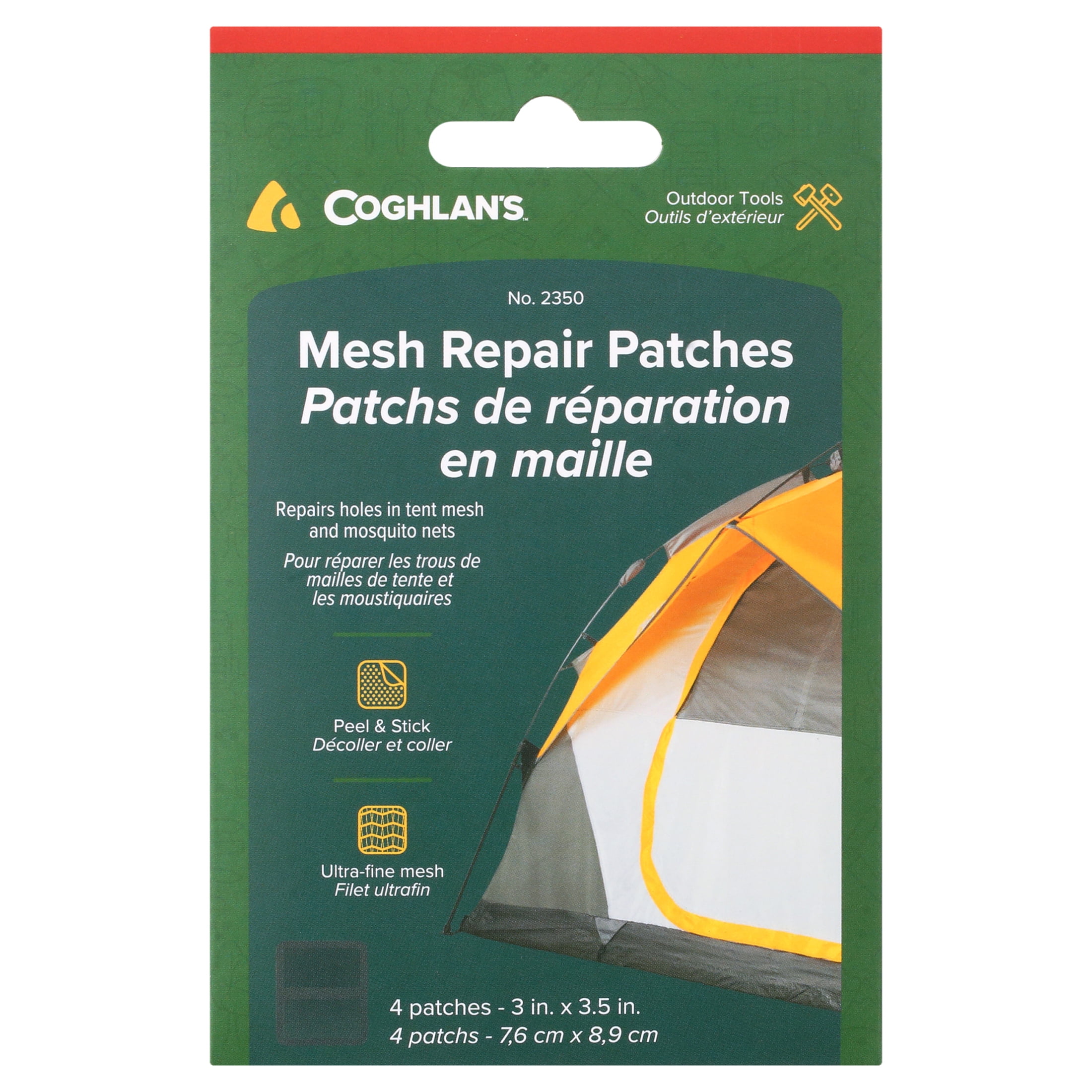 (2 pack) Coghlan's Tent and Mosquito Mesh Repair Patches, Black, 4 pack, 3" x 3.5"