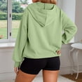 thumbnail image 5 of Cnbwig Women's Graphic Hoodies Half Zipper Solid Color Hoodie Long Sleeve Pullover Streetwear Sweatshirt with Pocket for Daily Wear Oversized Sweatshirt Casual Hoodies Light Green M, 5 of 7