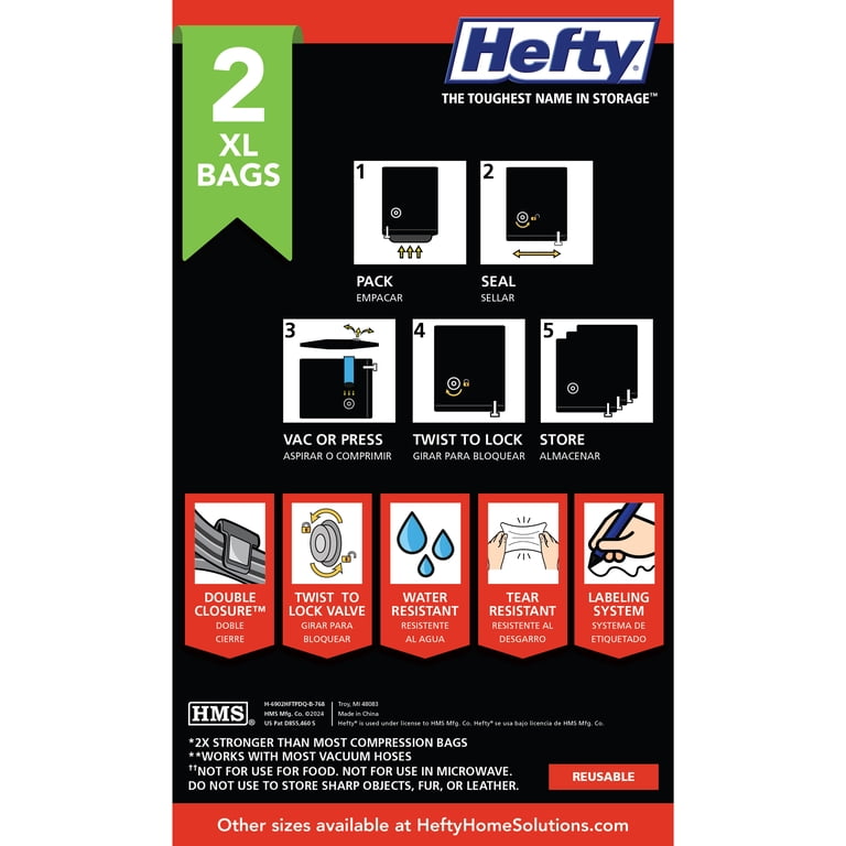 Hefty MAX Shrink-Pak Vacuum Compression Bags, 2-Pack XL photo 5