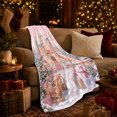 thumbnail image 3 of Whimsical Pink Castle Winter Wonderland Scene Festive Holiday, Festive Holiday Scene, Warm Flannel Blanket for Living Room and Family Room, Art Lovers Christmas Gift, Festive Home Decor, 3 of 9
