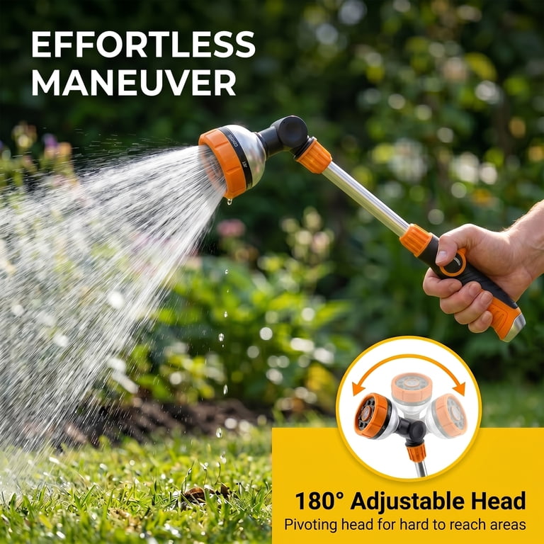 OHHANI 19in Metal Watering Wand, 8 Spray Patterns, 180° Nozzle photo 3