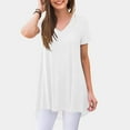 thumbnail image 2 of OSOLU Solid Color Women Casual Short Sleeve V-Neck T-Shirt Tshirts Tee Tops Relaxed Fit Dailywear, 2 of 5