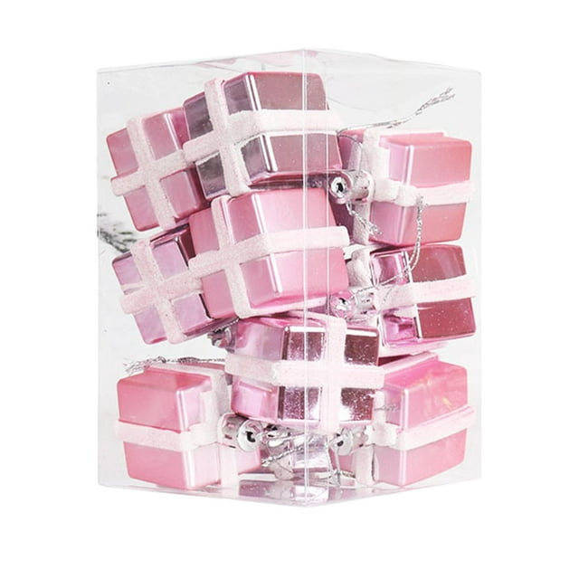 9 piezas de adornos para de Navidad, decoraciones para de Navidad, colgantes creativos, pequeñas cajas de regalo para chimeneas al aire Rosa