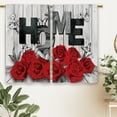 thumbnail image 5 of Red Rose Kitchen Curtains Farmhouse Wooden Floral Small Short Cafe Window Curtains Rustic Flower Black Red Rod Pocket Bathroom Window Drapes Treatment Tier Curtains 2 Panels (27.5x36 Inch), 5 of 6