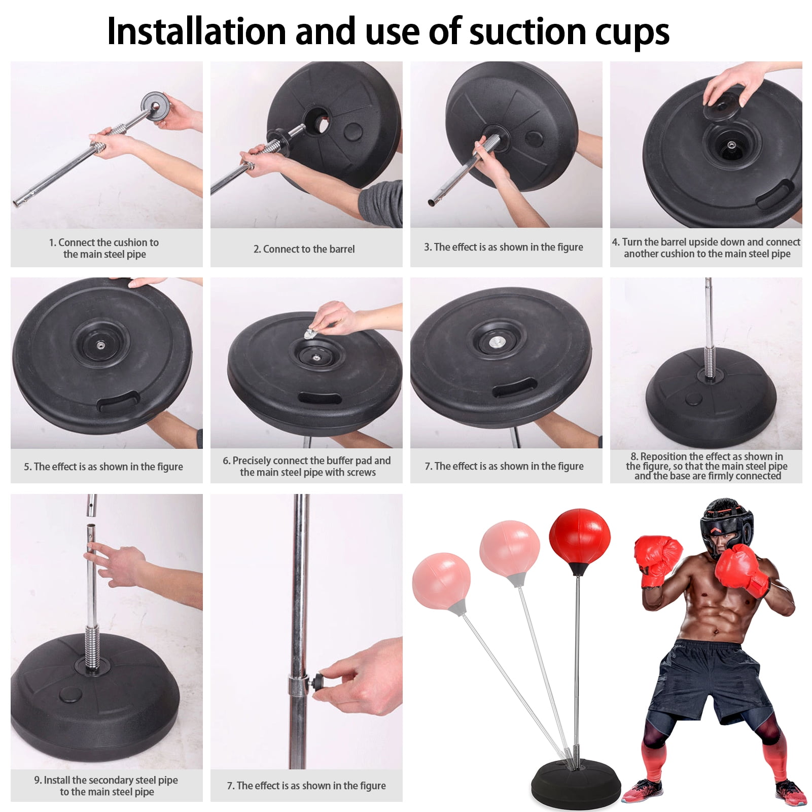 GYDEK Punching Bag with Stand for Adults & Kids, Adjustable Height Freestanding Punching Ball Boxing Speed Bag, Ideal for MMA Reflex Speed Training, Fitness,Punching and Muscle Building